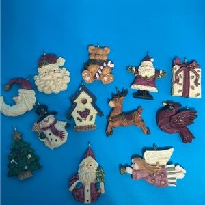 Vintage Lot of 12 Miniature Holiday Resin Ornaments